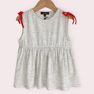 NWT Imoga shirt Cora sleeveless gray with orange bows size 5 years